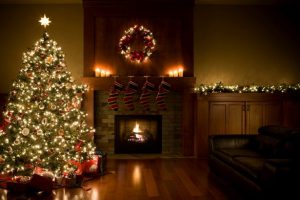 Christmas-Tree-Wreath-and-Garland-Inside-Living-Room