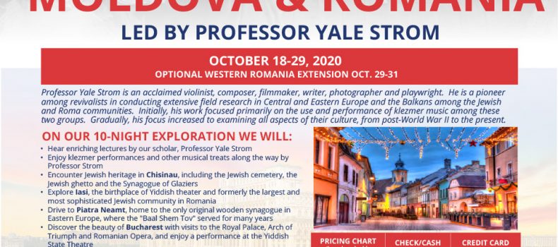 Yale Strom Yiddish scholar & artist leading a unique tour to Moldova and Romania in Oct. 2020